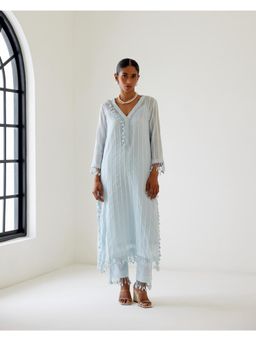 Sage Saga - Riviera Blue Kurta with Pant and Inner (Set of 3)