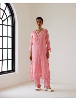 Sage Saga - Sophia Pink Kurta with Pant and Inner (Set of 3)