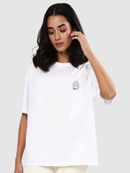 Bewakoof - Women White Graphic Print T-Shirt