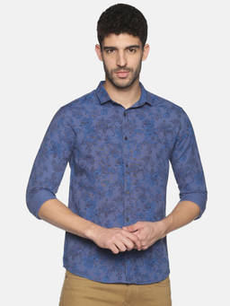 SHOWOFFFF - Mens Casual Lt.blue Slim Fit Full Shirt