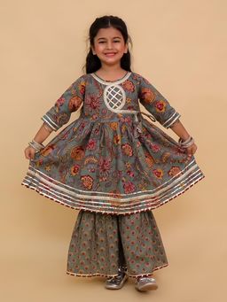 The Mom Store - Multi Color Printed Anarkali With Sharara