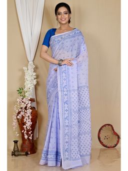 DipDiya - Purple Pure Cotton Saree without Blouse