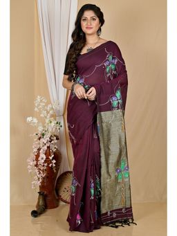 DipDiya - Brown Pure Cotton Saree with Unstitched Blouse