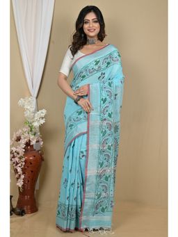 DipDiya - Blue Pure Cotton Saree with Unstitched Blouse