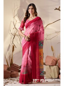 Anjaneya Sarees - Women Pink Georgette Floral Saree with Unstitched Blouse