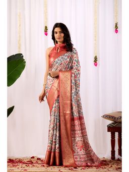 Anjaneya Sarees - Women Multi-Color Silk Abstract Saree with Unstitched Blouse