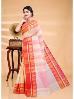 Ruuprekha - Cream Woven Tant Cotton Blend Saree With Unstitched Blouse