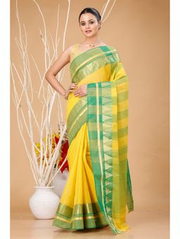 Ruuprekha - Yellow Woven Tant Cotton Blend Saree With Unstitched Blouse