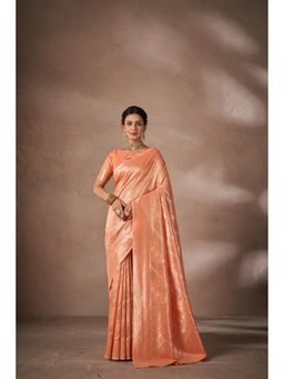 Sarha - Green Silk Floral Saree with Unstitched Blouse