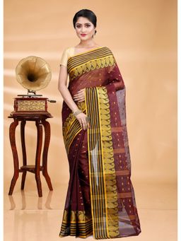 Ruuprekha - Maroon Woven Tant Cotton Blend Saree With Unstitched Blouse