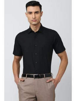 Van Heusen - Men Black Regular Fit Solid Half Sleeves Formal Shirt