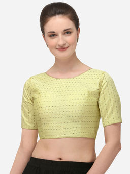 Amrutam Fab - Womens Jacquard Off White Stiched Blouse With Boat Neck