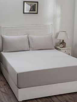 Maspar - Colorart Eden 144 TC Cotton Solid Alloy Double Fitted Sheet with 2 Pillow Covers (Queen)