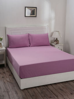 Maspar - Colorart Eden 144 TC Cotton Solid Heather Single Fitted Sheet with 1 Pillow Cover (Single)