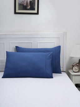 Maspar - Colorart Eden 110 GSM Cotton Solid Denim Blue Standard Pillow Case (Set of 2)