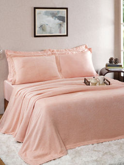 Maspar - Vintage Tranquil Essence Burb Slub 320 GSM Weave Peach Double Bed Cover (Queen)