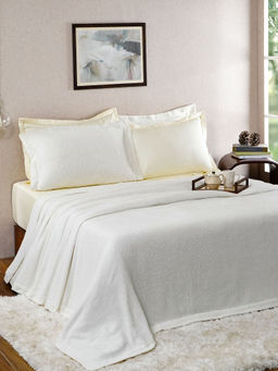 Maspar - Vintage Tranquil Essence Burb Slub 320 GSM Weave Off White Double Bed Cover (Queen)