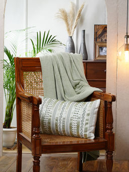 Maspar - Tranquil Essence AdorLacery 260 GSM Cotton Embroidery Green Medium Cushion Cover