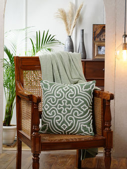 Maspar - Tranquil Essence Alligator 150 GSM Cotton Embroidery Green Medium Cushion Cover