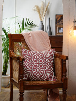 Maspar - Tranquil Essence Alligator 150 GSM Cotton Embroidery Peach Medium Cushion Cover