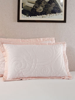 Maspar - Tranquil Essence Cambric 145 GSM Cotton Quilted Peach Standard Pillow Sham (Set of 2)