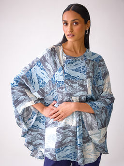 Ancestry - Blue Fit and Flare Printed Tunic