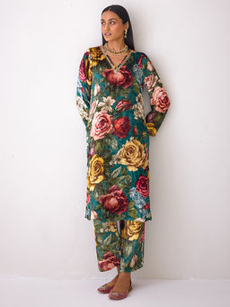 Ancestry - Masakkali Floral Printed Velvet Kurta