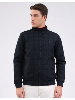 Monte Carlo - Men Navy Blue Cotton Blend Reversible Jacket