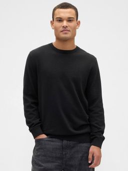 GAP - Men Black Cotton Solid Sweater