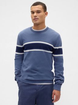 GAP - Men Blue Cotton Stripes Sweater