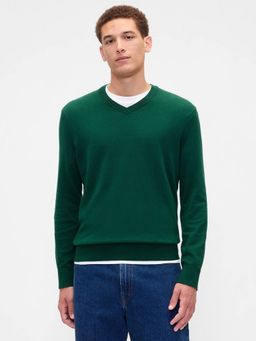 GAP - Men Green Cotton Solid Sweater