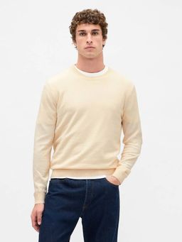 GAP - Men Cream Knitted Solid Sweater