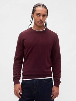 GAP - Men Maroon Knitted Solid Sweater