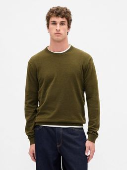 GAP - Men Olive Knitted Solid Sweater