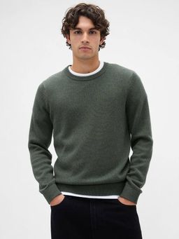 GAP - Men Grey Cotton Solid Sweater