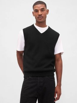 GAP - Men Black Cotton Solid Sweater