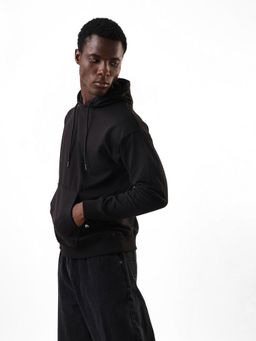 Dennis Lingo - Men's Solid Pullover Black Fleece Hoodie