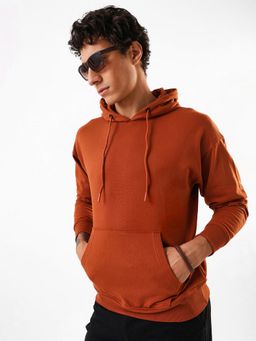 Dennis Lingo - Men's Solid Pullover Brown Fleece Hoodie