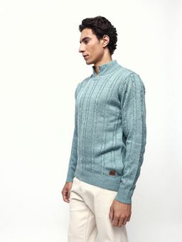 Dennis Lingo - Men Blue Acrylic Textured Sweater