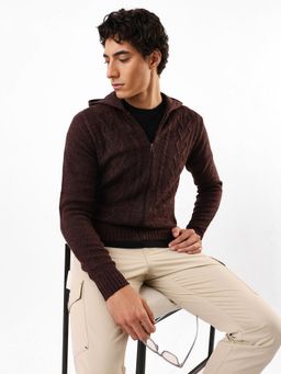 Dennis Lingo - Men Brown Acrylic Textured Sweater
