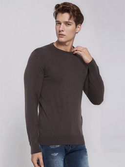98 Degree North - Men Grey Wool Solid Sweater