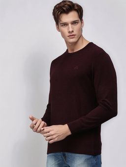 98 Degree North - Men Wine Wool Solid Sweater