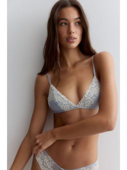H&M - Women Blue Padded soft lace bra