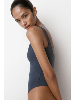 H&M - Women Blue Padded-cup microfibre bodysuit