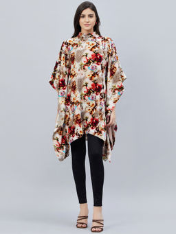 First Resort by Ramola Bachchan - Beige Floral Crystal Studded Tunic