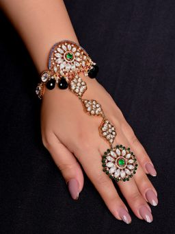 AG'S - Beautiful Ruby Green Kundan Hathphool