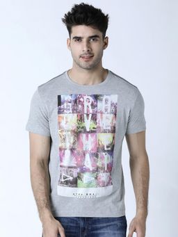 Huetrap - Mens Grey Melange Short Sleeve T-Shirt