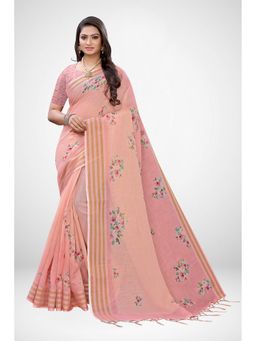 Sareemall - Pink Linen Saree With Unstitched Blouse