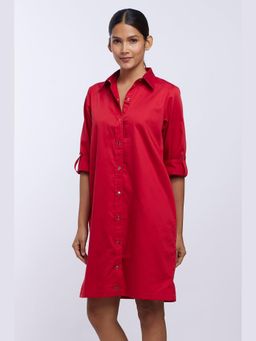 Pallavi Swadi - Red Pima Cotton Shirt Dress