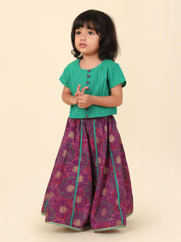 Fabindia - Purple Cotton Printed Lehenga and Choli (Set of 2)